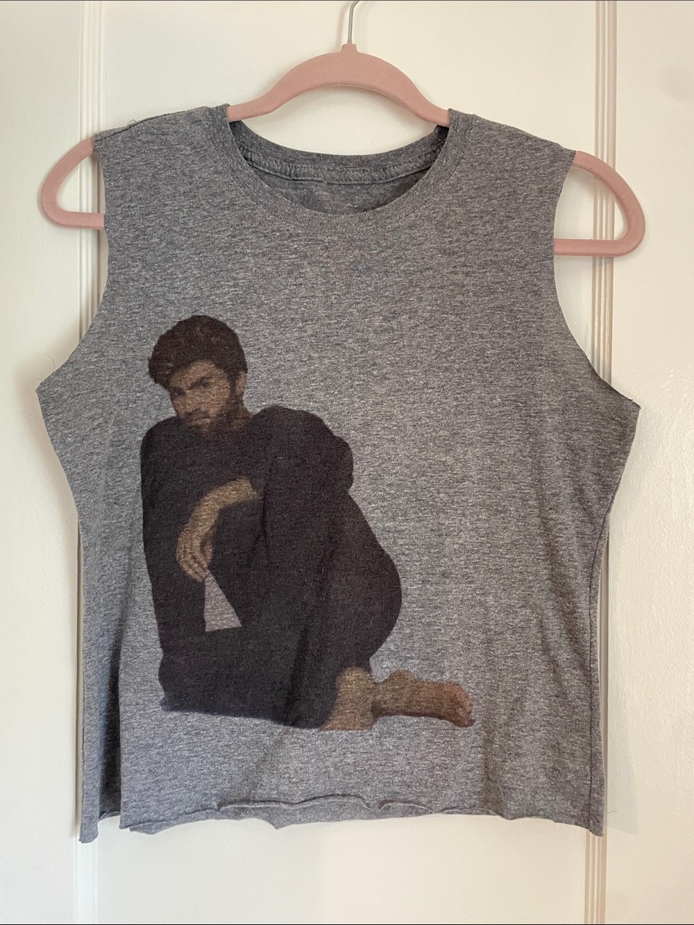 George Michael Grey Cropped Graphic Muscle Tee